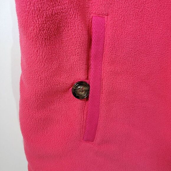 Lands End Womens Large Pink Ribbed Knit Neck Full Zip Lined Winter Vest - Picture 2 of 5